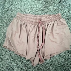 Women's Pink Elastic Waist Shorts